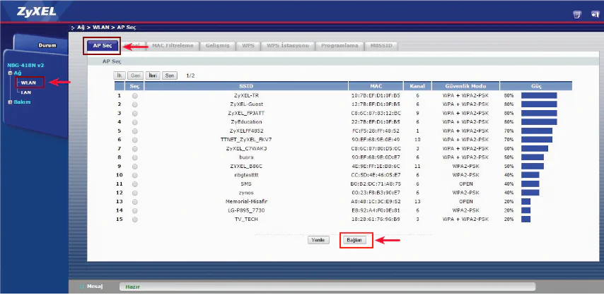 ZyXEL NBG-418N v2 Router Universal Repeater Kurulumu