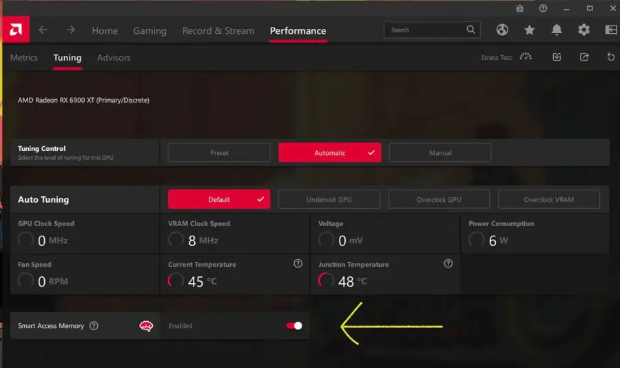 AMD Smart Access Memory etkinleştirilemiyor, sistem hata veriyor.