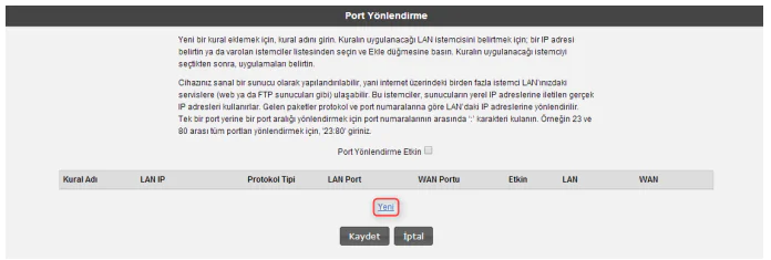 AirTies 5760 Port Yönlendirme