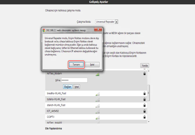 AirTies Air 4340 Universal Repeater Ayarları
