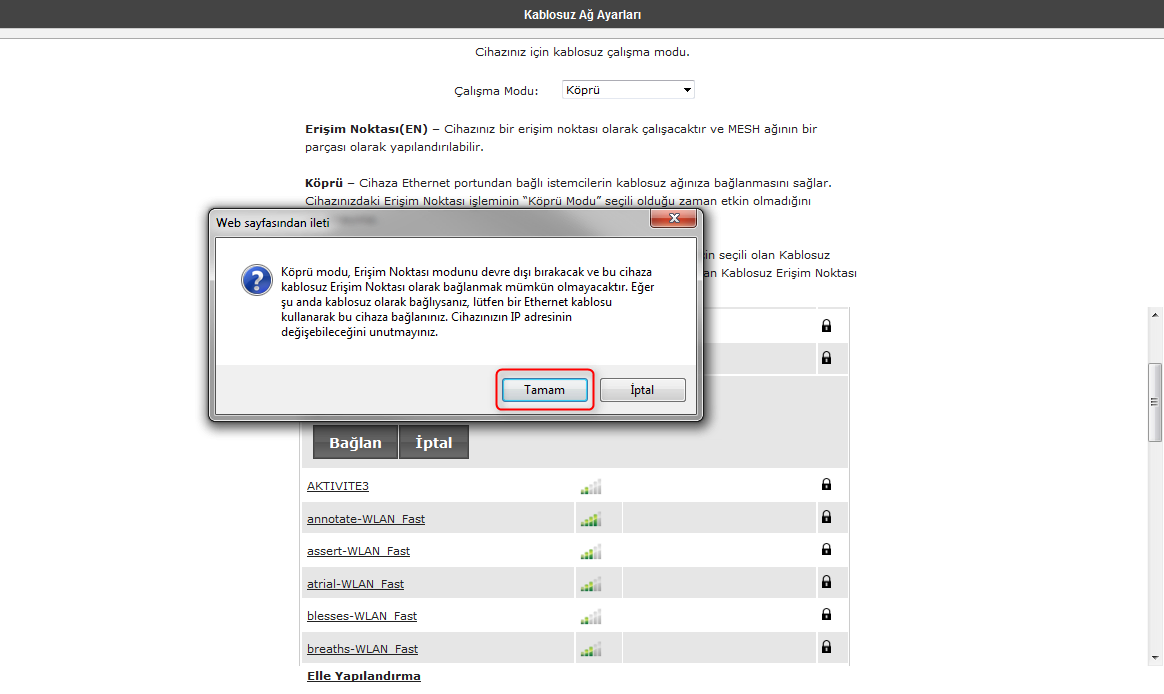 AirTies Air 4410 Köprü Modu Ayarları Yöntemler