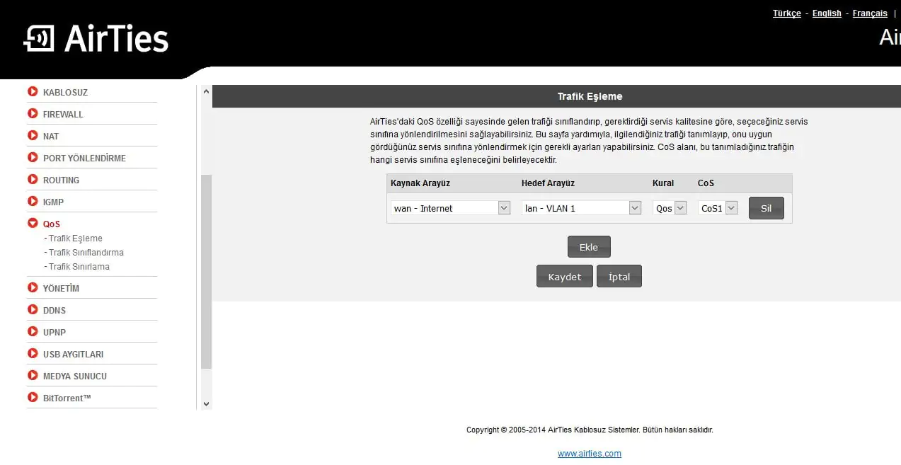 AirTies Air 5343v2 QoS Ayarları Nasıl Yapılır