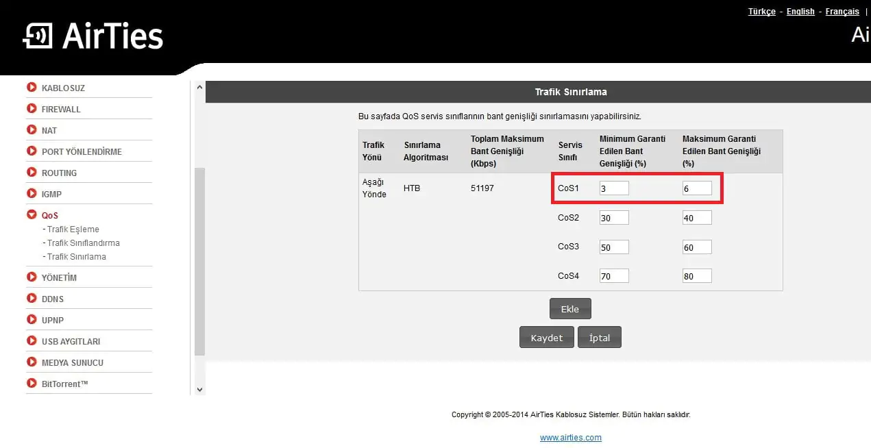 AirTies Air 5343v2 QoS Ayarları Nasıl Yapılır Ne İşe Yarar