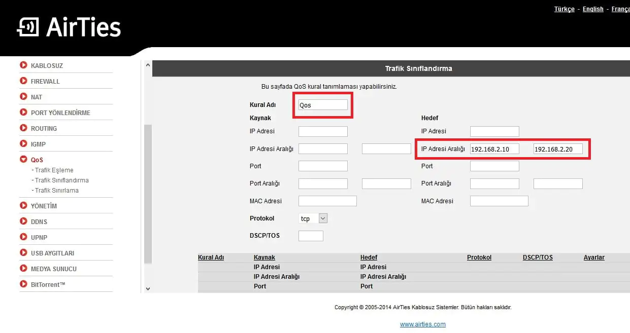 AirTies Air 5650 QoS Ayarları Nasıl Yapılır
