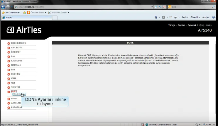 Airties Air 5340 Dinamik DNS Ayarları Nasıl Yapılır