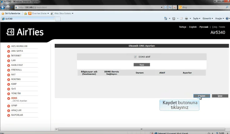 Airties Air 5340 Dinamik DNS Ayarları Nasıl Yapılır