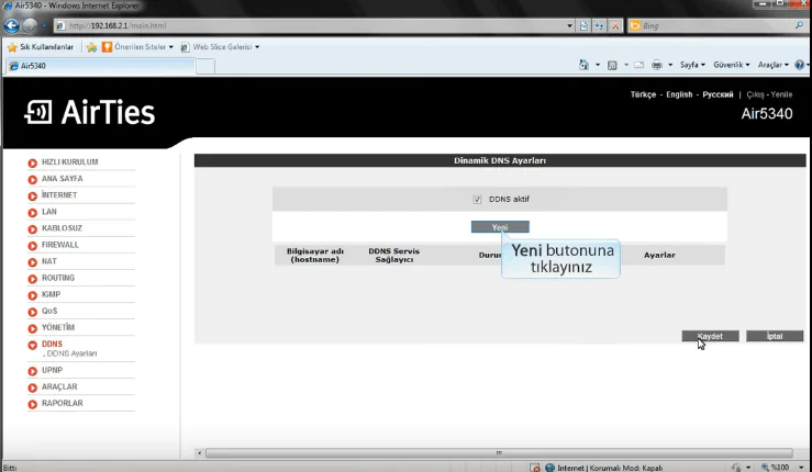 Airties Air 5340 Dinamik DNS Ayarları Nasıl Yapılır Ne işe yarar