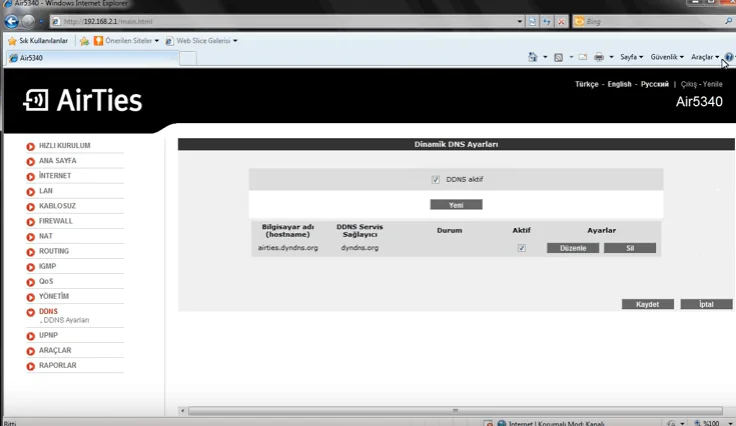 Airties Air 5340 Dinamik DNS Ayarları Nasıl Yapılır
