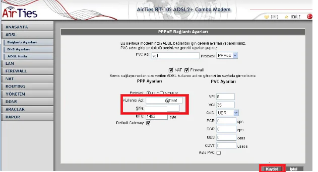 AirTies RT-102 Modem Kurulum