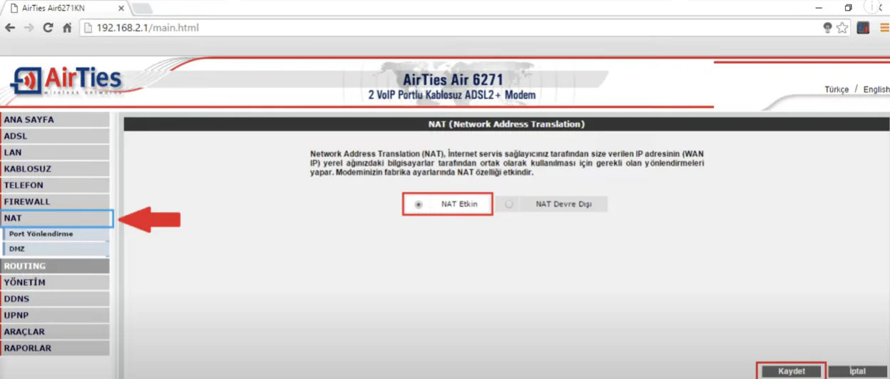 Airties Air6271 Port Açma Adımları