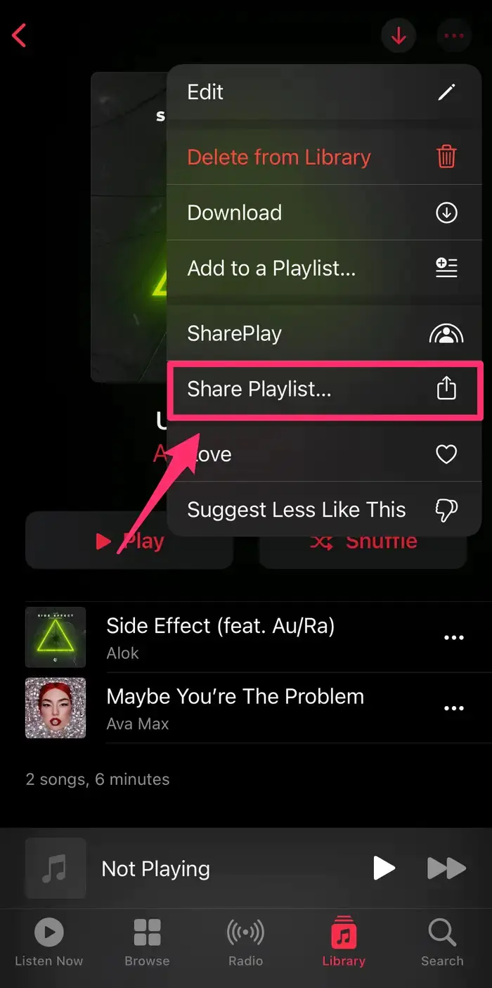 Apple Müzik'te Çalma Listesini Başkalarıyla Paylaşma