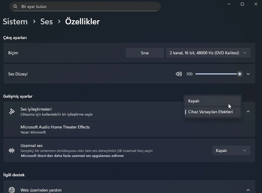 Windows 11 Ses Arttırma ve Ses Kalitesini Yükseltme