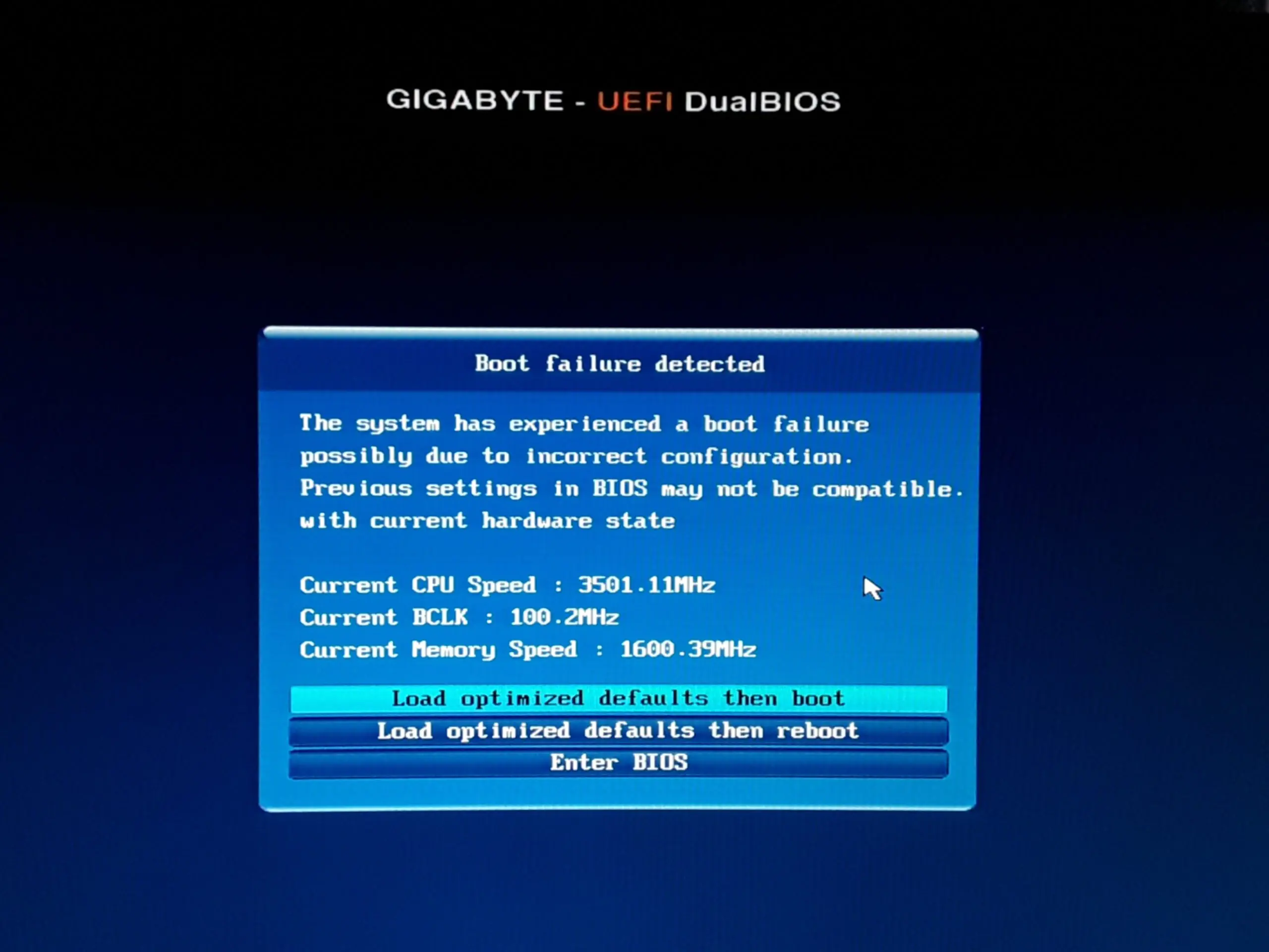 RAM MHz Değerlerini Ayarlarken Boot Failure Detected Hatası