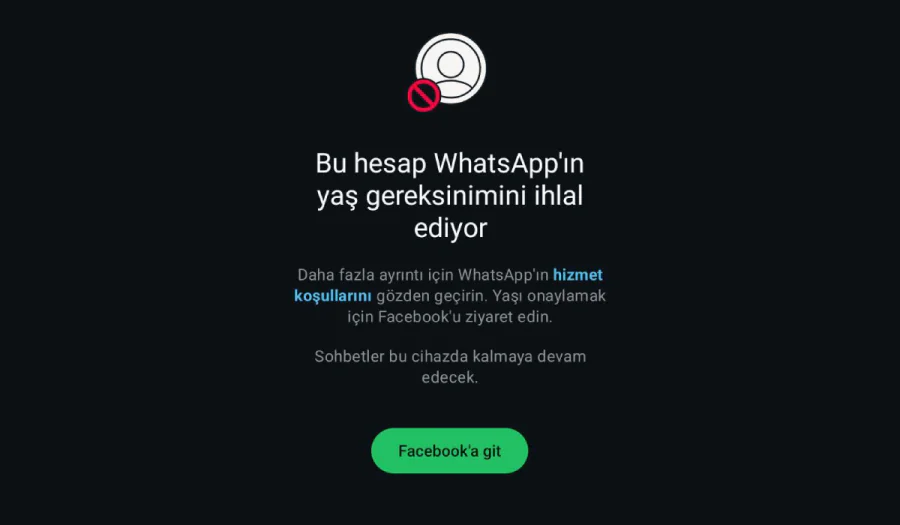 WhatsApp Yaş Sınırı Kaldırma