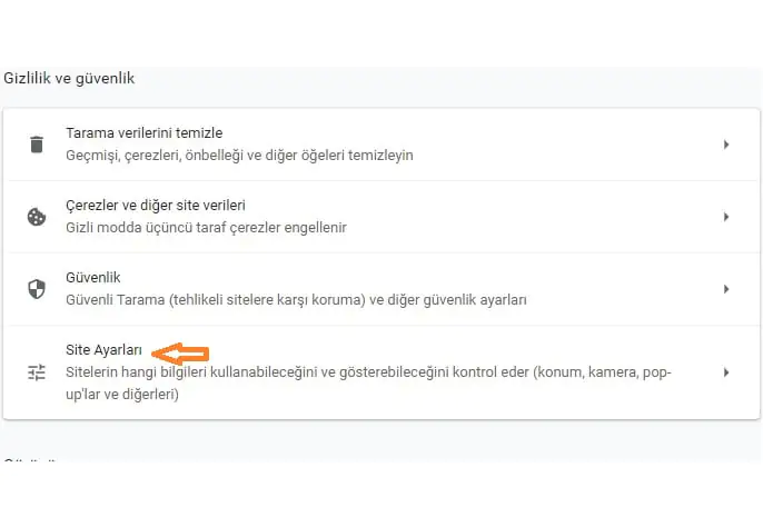 Google Chrome bildirimleri kapatma