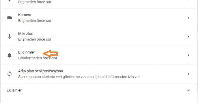 Google Chrome bildirimleri kapatma
