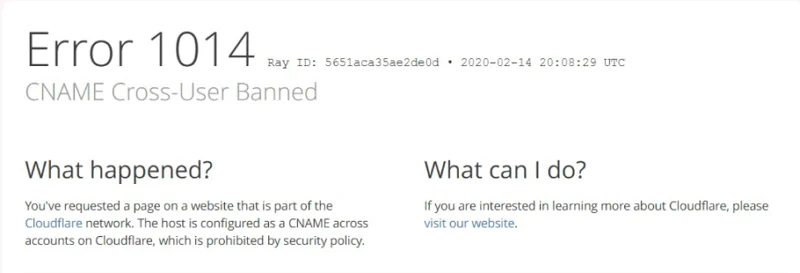 Cloudflare 1014 Hatası CNAME Cross-User Banned Çözümü