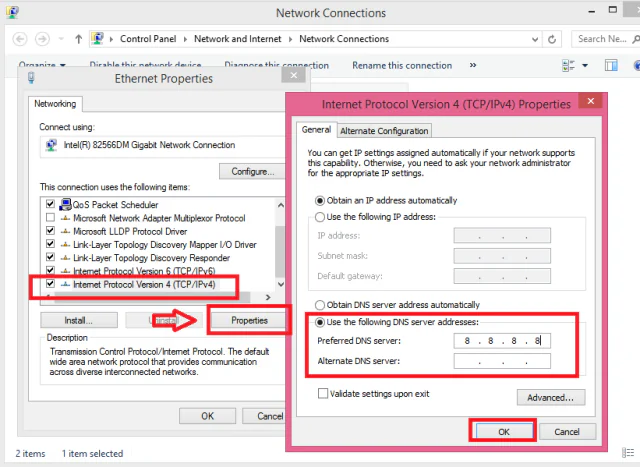 Hotmail'e erişim sorunlarını çözmek için DNS ayarlarını değiştiren bir görsel.