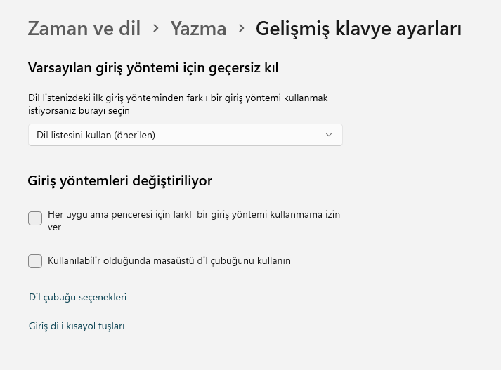 Dil Çubuğunu Gizleme