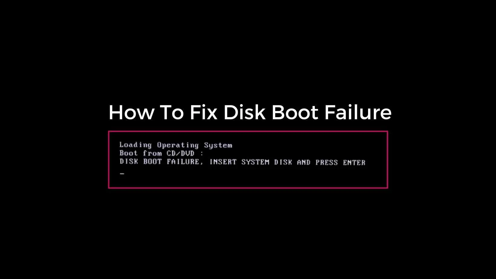 Disk boot failure hatasını gösteren bilgisayar ekranı, sistemin başlatılamaması sorununu anlatan görsel.