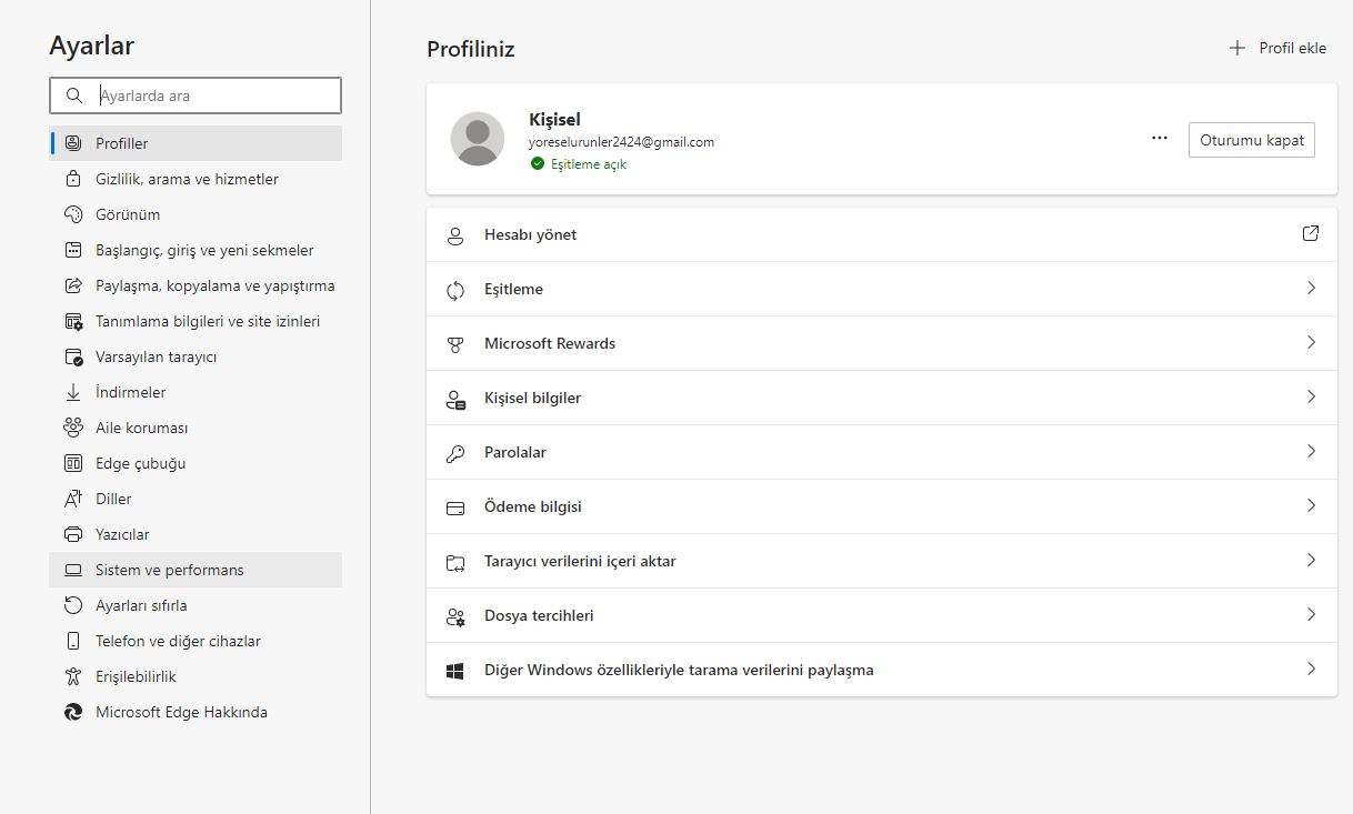 Edge'de Verimlilik Modu