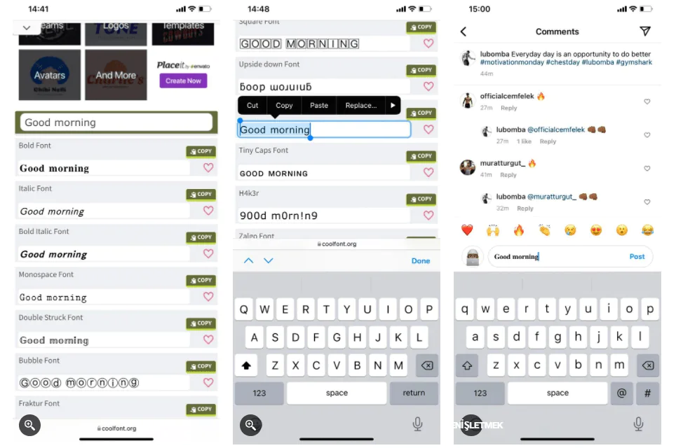 Instagram'da Yazı Tipi Değiştirmek