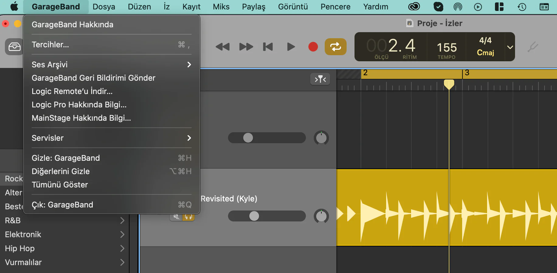 GarageBand Ses Kartı Veya Kulaklık Seçimi