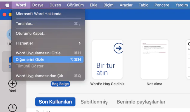 Word Koyu Mod Tema Nasıl ayarlanır