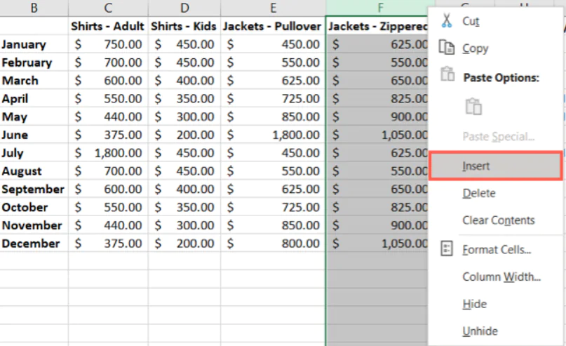 Excel de Sütun ve Satır Ekleme ve Kaldırma