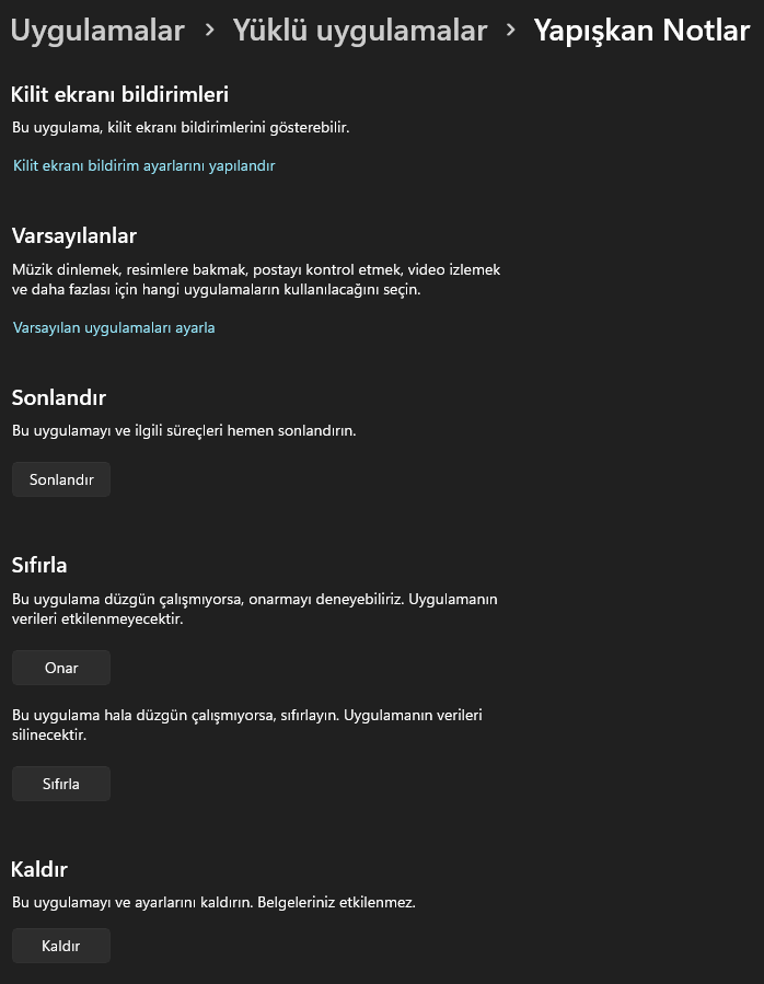 Yapışkan Notlar Açılmıyor veya Çalışmıyor
