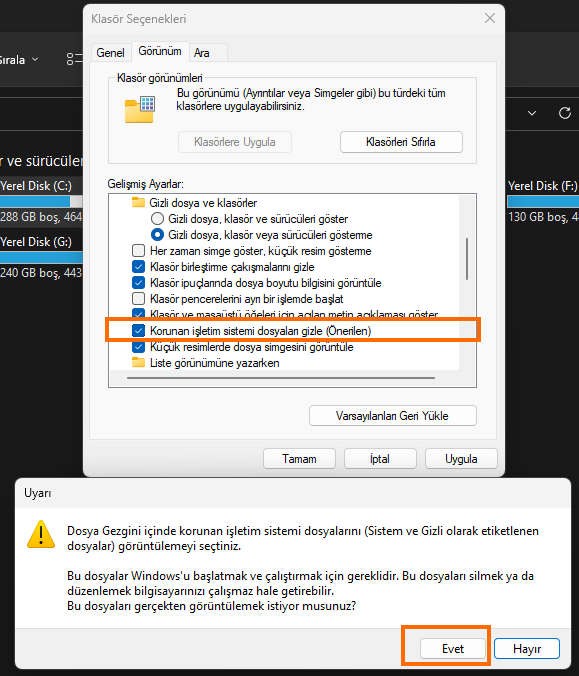 Geri Yükleme Noktası Oluşturma Hatası Çözümü