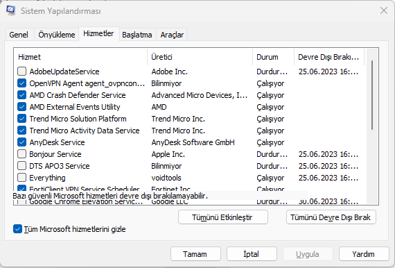 Geri Yükleme Noktası Oluşturma Hatası Çözümü
