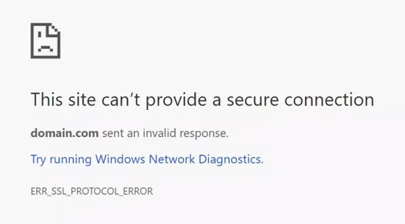 ERR_SSL_PROTOCOL_ERROR Hatası