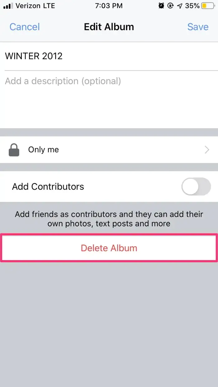 Facebook Fotoğraf Albümü Silme