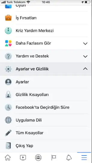 facebook ayarları