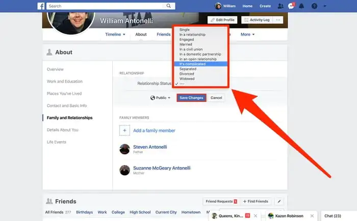 Facebook İlişki Durumu Güncelleme