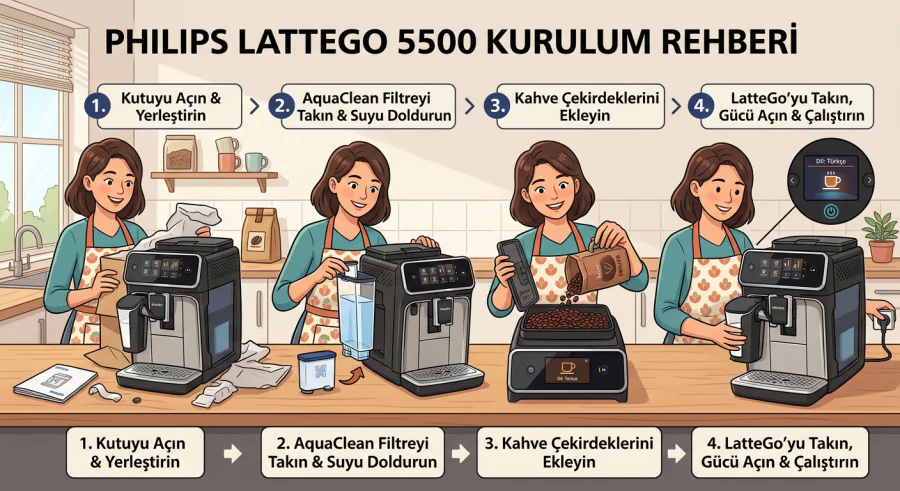 Philips Latte Go 5500 Nasıl Kurulur