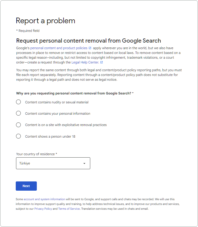 Google'dan Kişisel Bilgilerinizi Silme