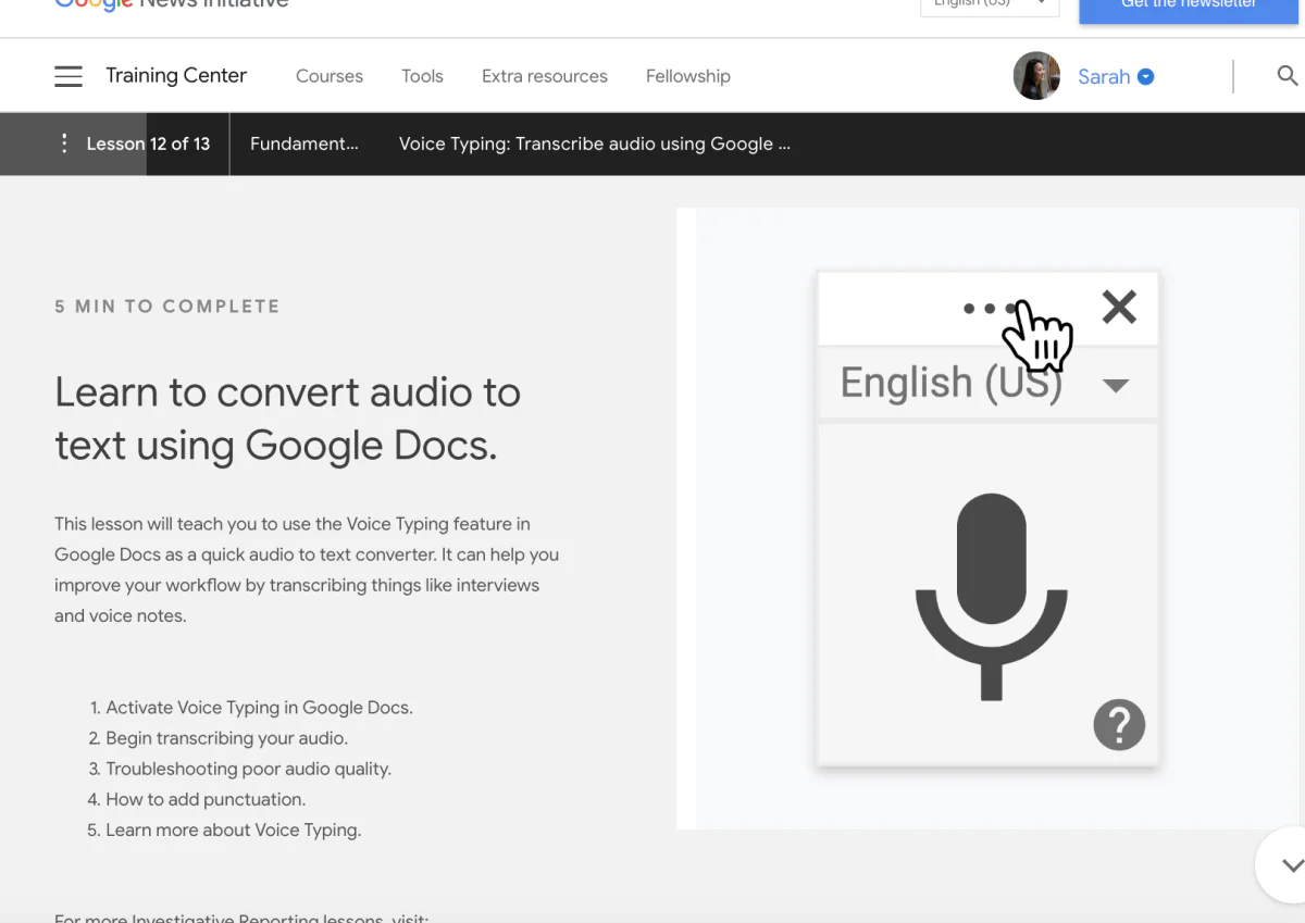 Google Docs'ta konuşarak yazı yazarken kullanılabilecek noktalama işaretleri ve komutların listesi