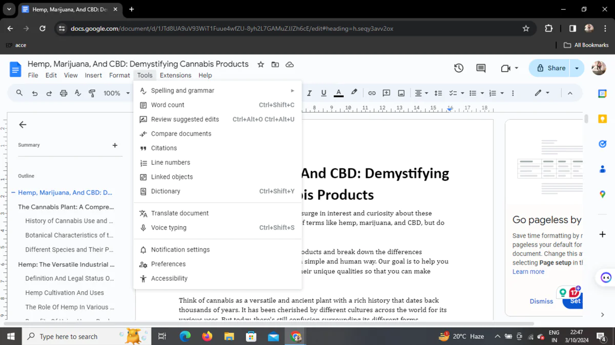 Google Docs'ta konuşarak yazı yazan bir kişinin görseli