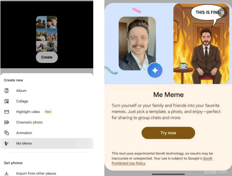 Google Fotoğraflarda Meme