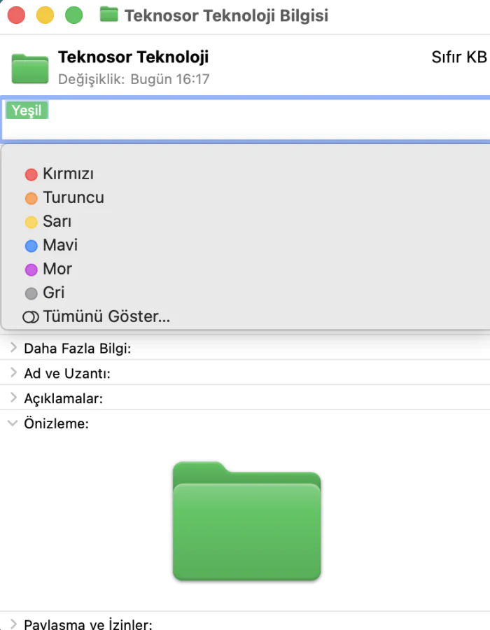 Mac'te Klasör Rengini Değiştirme