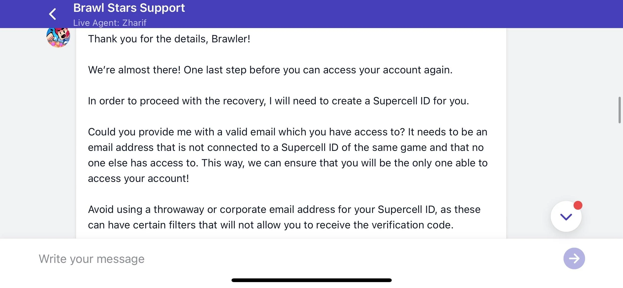 Brawl Stars hesabı çalınan bir oyuncunun giriş yapmaya çalışırken aldığı hata mesajı.