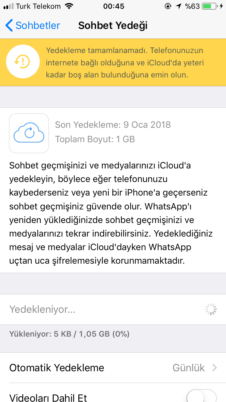 WhatsApp Yedekleme Almıyor Sorunu için Çözüm Önerileri