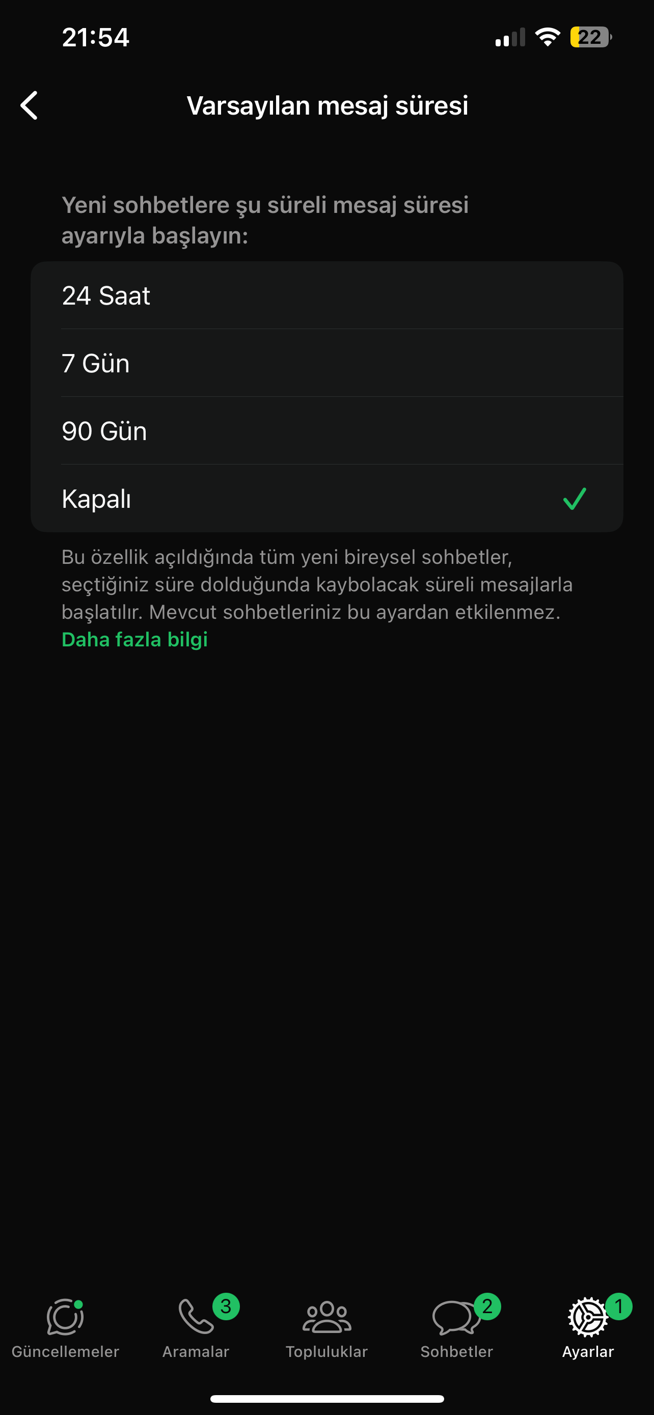 Whatsapp Süreli Mesajlar