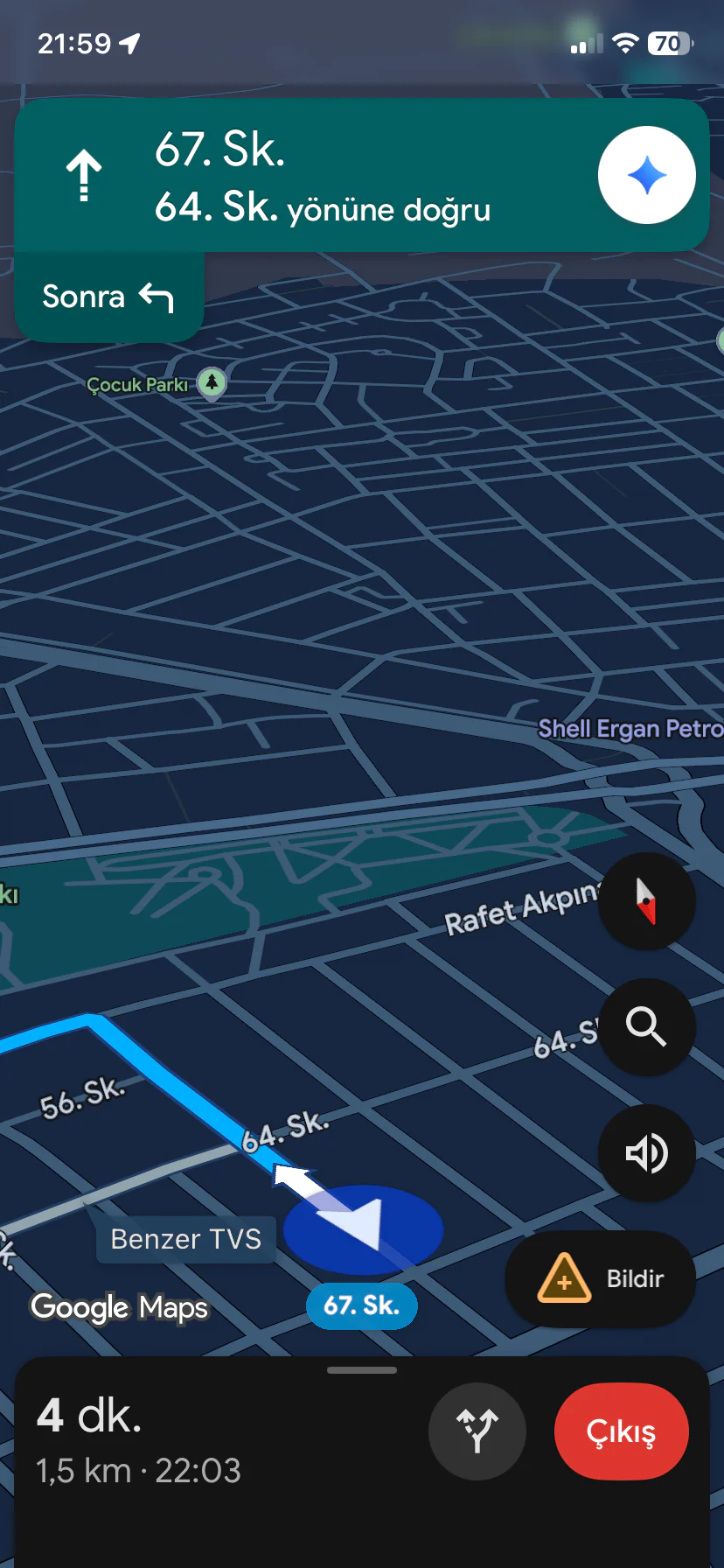 Google haritalar navigasyon