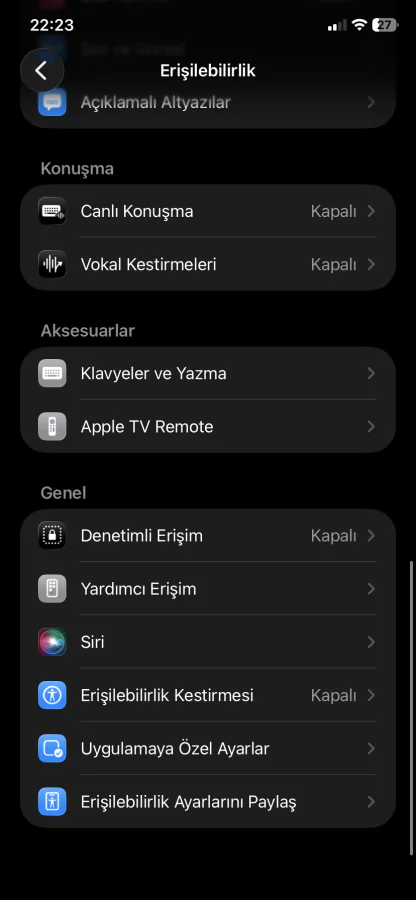 iPhone denetimli erişim