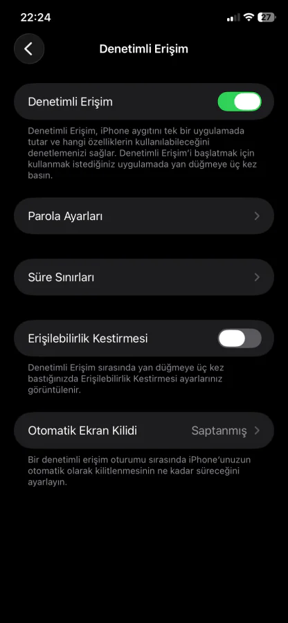 iPhone denetimli erişim