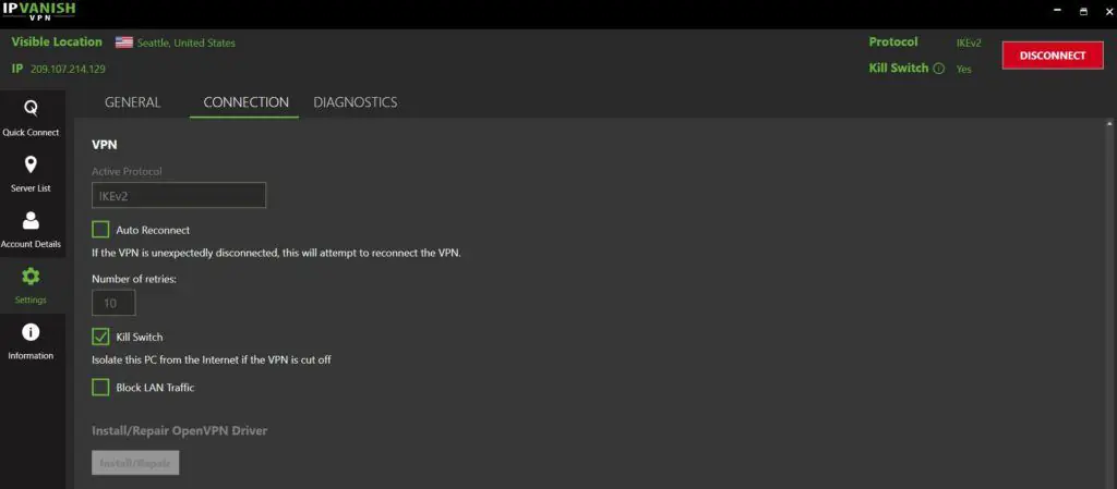 IPVanish bağlantı sorunları için ileri düzey çözüm önerilerini gösteren bir bilgisayar ekranı.