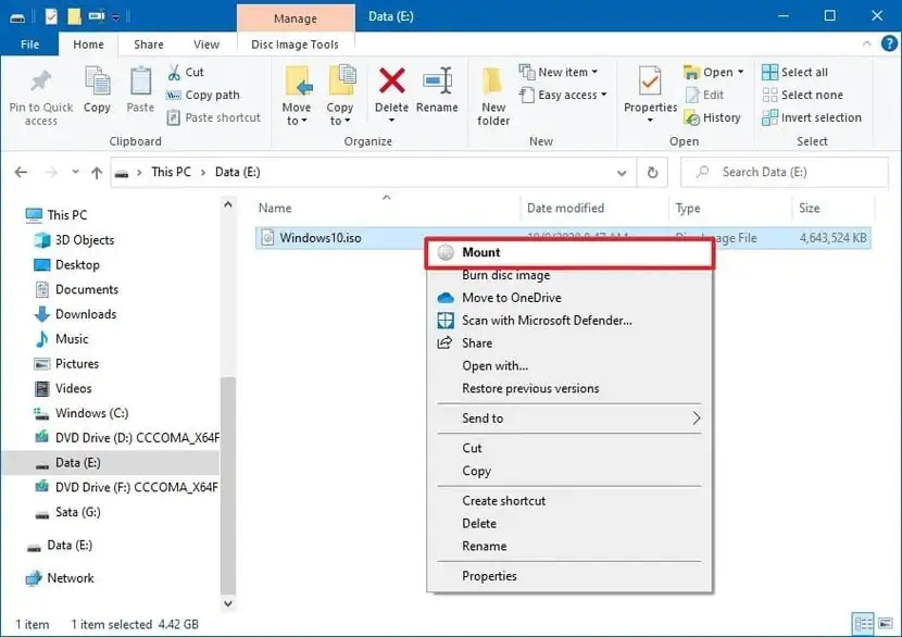 ISO Disk Görüntü Dosyası Windows 10'a Nasıl Mount Edilir?